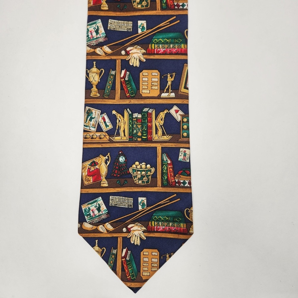 Men's 100% Silk Neck Tie Multi Color Golf Collection Sports Alynn Neckwear - Picture 8 of 8